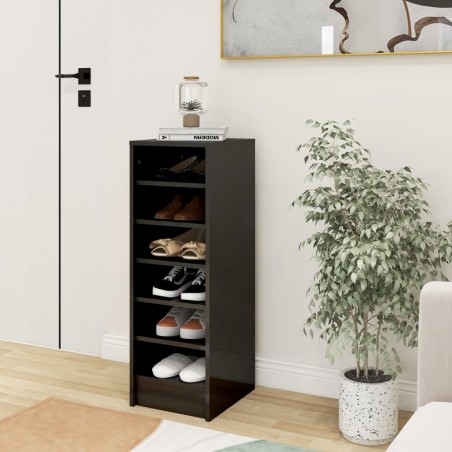 vidaXL Mueble zapatero madera contrachapada gris brillo 31,5x35x90 cm