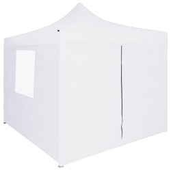 vidaXL Carpa plegable profesional con 4 paredes acero blanco 3x3 m