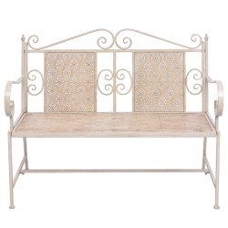 vidaXL Banco de jardín 115 cm acero blanco vintage