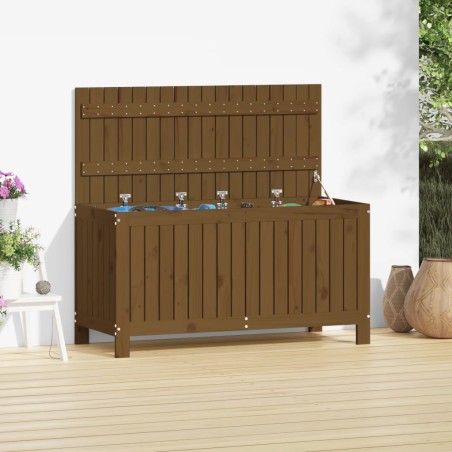 vidaXL Caja de almacenaje jardín madera pino marrón miel 115x49x60 cm