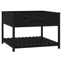 vidaXL Jardinera con estante madera maciza pino negro 111,5x111,5x81cm