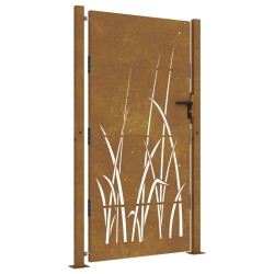 vidaXL Puerta de jardín acero corten diseño hierba 105x205 cm