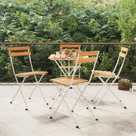 vidaXL Sillas cafetería plegables 4 uds acero y madera maciza acacia