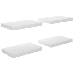 vidaXL Estante flotante de pared 4 uds MDF blanco brillo 40x23x3,8 cm
