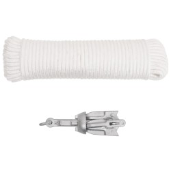 vidaXL Ancla plegable con cuerda hierro maleable plateado 0,7 kg