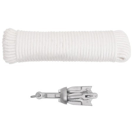 vidaXL Ancla plegable con cuerda hierro maleable plateado 0,7 kg