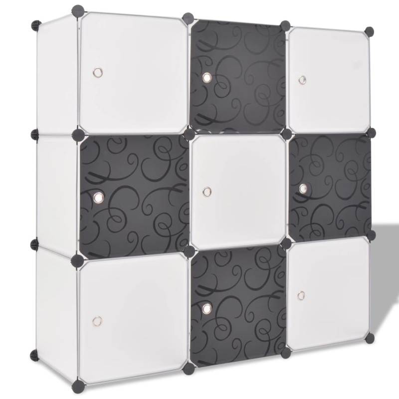 vidaXL Armario cubo organizador con 9 compartimentos negro y blanco vidaXL Armario cubo organizador con 9 compartimentos negro y blanco