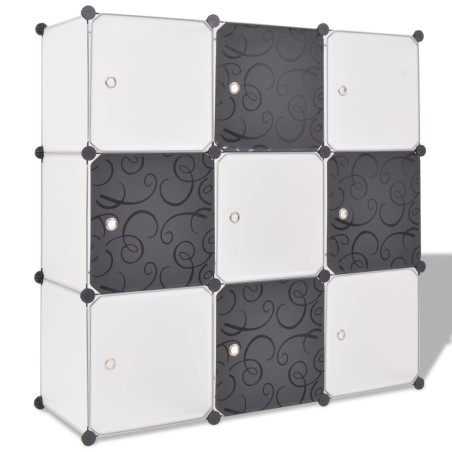 vidaXL Armario cubo organizador con 9 compartimentos negro y blanco