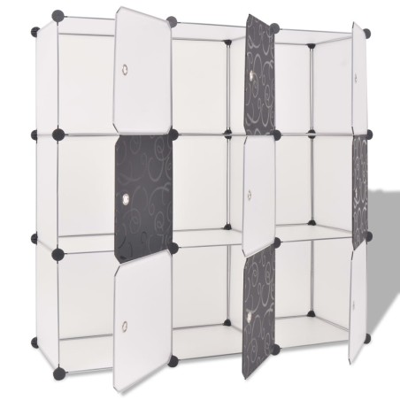vidaXL Armario cubo organizador con 9 compartimentos negro y blanco