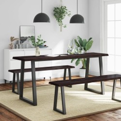 vidaXL Tablero mesa madera tratada borde vivo marrón 180x60x(2-4) cm