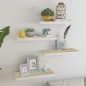 vidaXL Estante flotante pared 2 uds MDF roble y blanco 60x23,5x3,8 cm vidaXL Estante flotante pared 2 uds MDF roble y blanco 60x23,5x3,8 cm