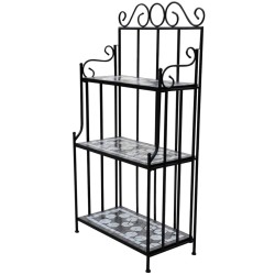 vidaXL Soporte de plantas mosaico negro y blanco