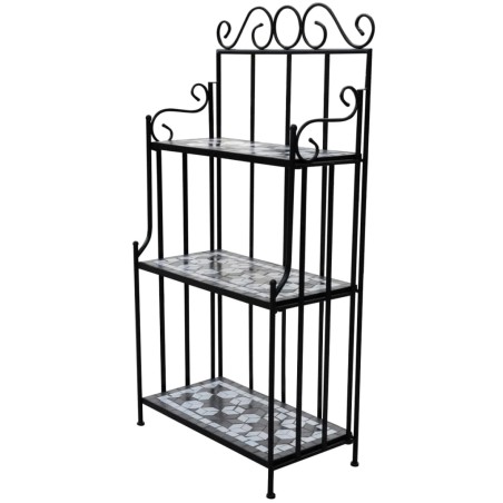 vidaXL Soporte de plantas mosaico negro y blanco
