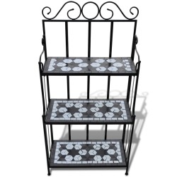 vidaXL Soporte de plantas mosaico negro y blanco