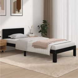 vidaXL Estructura de cama madera maciza de pino negro 90x200 cm