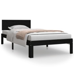 vidaXL Estructura de cama madera maciza de pino negro 90x200 cm