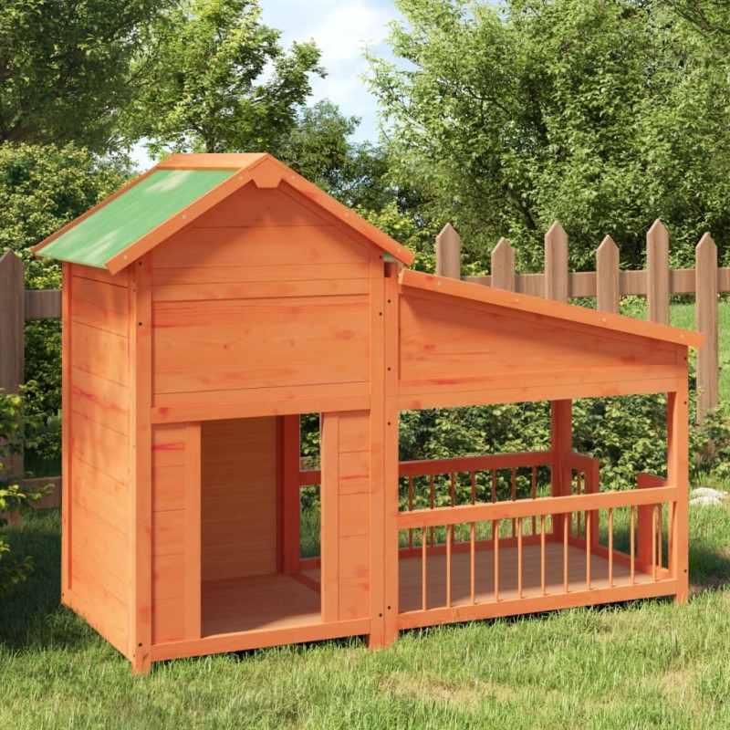 vidaXL Caseta para perros madera maciza de pino marrón 143x60,5x109 cm vidaXL Caseta para perros madera maciza de pino marrón 143x60,5x109 cm