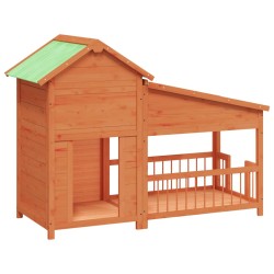 vidaXL Caseta para perros madera maciza de pino marrón 143x60,5x109 cm
