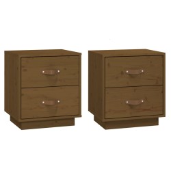 vidaXL Mesitas de noche 2 uds madera de pino marrón miel 40x34x45 cm