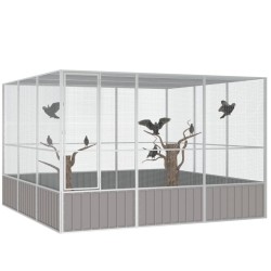 vidaXL Jaula pájaros acero galvanizado gris 302,5x324,5x211,5 cm