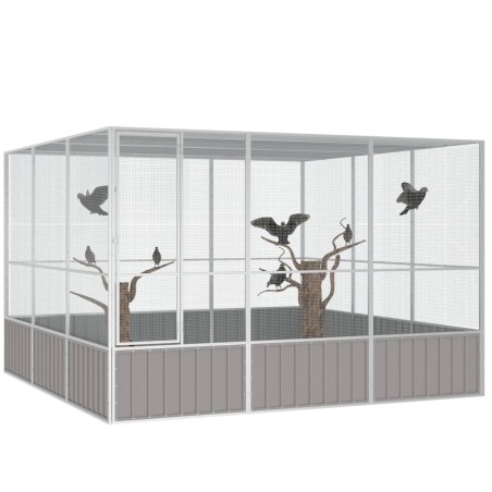vidaXL Jaula pájaros acero galvanizado gris 302,5x324,5x211,5 cm
