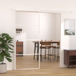 vidaXL Puerta corredera ESG vidrio y aluminio blanca 90x205 cm