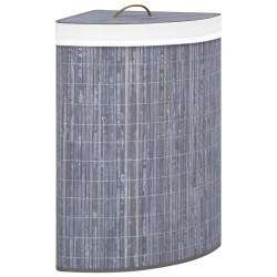 vidaXL Cesto para la ropa sucia de esquina bambú gris 60 L