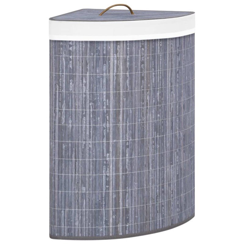 vidaXL Cesto para la ropa sucia de esquina bambú gris 60 L vidaXL Cesto para la ropa sucia de esquina bambú gris 60 L