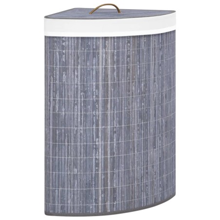 vidaXL Cesto para la ropa sucia de esquina bambú gris 60 L