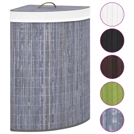 vidaXL Cesto para la ropa sucia de esquina bambú gris 60 L