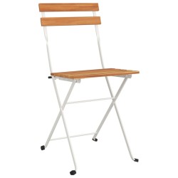 vidaXL Sillas cafetería plegables 4 uds acero y madera maciza acacia