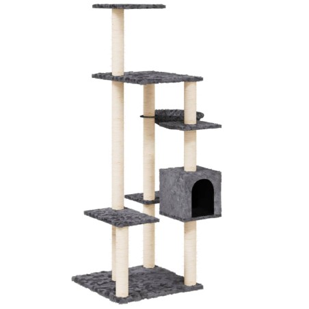 vidaXL Rascador para gatos con postes de sisal gris oscuro 142 cm