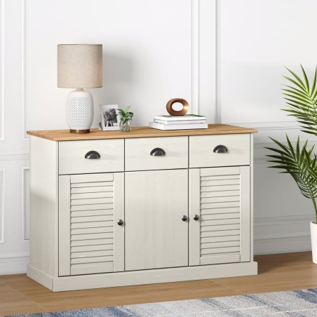 vidaXL Aparador con cajones VIGO madera maciza pino blanco 113x40x75cm