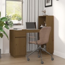 vidaXL Escritorio de madera maciza de pino marrón miel 110x53x117 cm