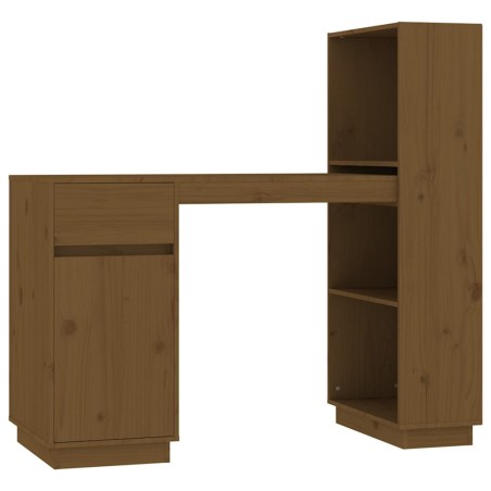 vidaXL Escritorio de madera maciza de pino marrón miel 110x53x117 cm