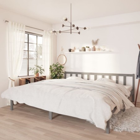 vidaXL Estructura de cama madera maciza gris Super King 180x200 cm