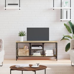 vidaXL Mueble TV hierro madera contrachapada roble Sonoma 100x35x45 cm