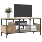 vidaXL Mueble TV hierro madera contrachapada roble Sonoma 100x35x45 cm