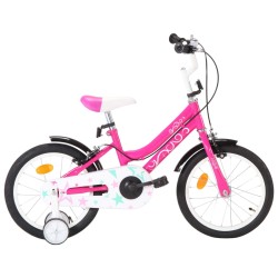 vidaXL Bicicleta para niños 16 pulgadas negro y rosa