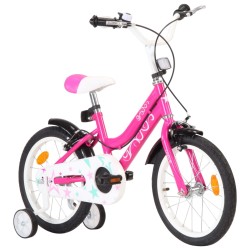 vidaXL Bicicleta para niños 16 pulgadas negro y rosa