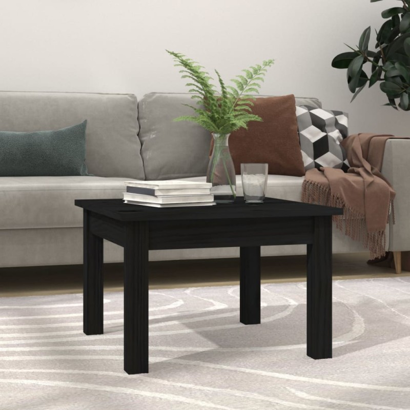 vidaXL Mesa de centro de madera maciza de pino negro 45x45x30 cm vidaXL Mesa de centro de madera maciza de pino negro 45x45x30 cm
