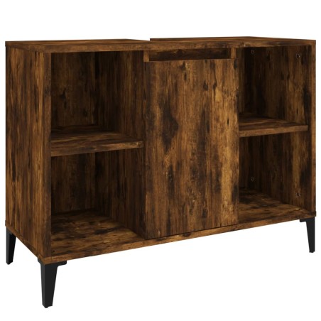 vidaXL Armario de lavabo madera contrachapada roble ahumado 80x33x60cm