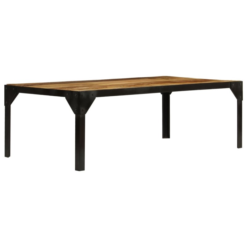 vidaXL Mesa de centro de madera maciza de mango rugosa y acero 110 cm vidaXL Mesa de centro de madera maciza de mango rugosa y acero 110 cm