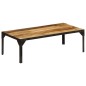 vidaXL Mesa de centro de madera maciza de mango rugosa y acero 110 cm vidaXL Mesa de centro de madera maciza de mango rugosa y acero 110 cm