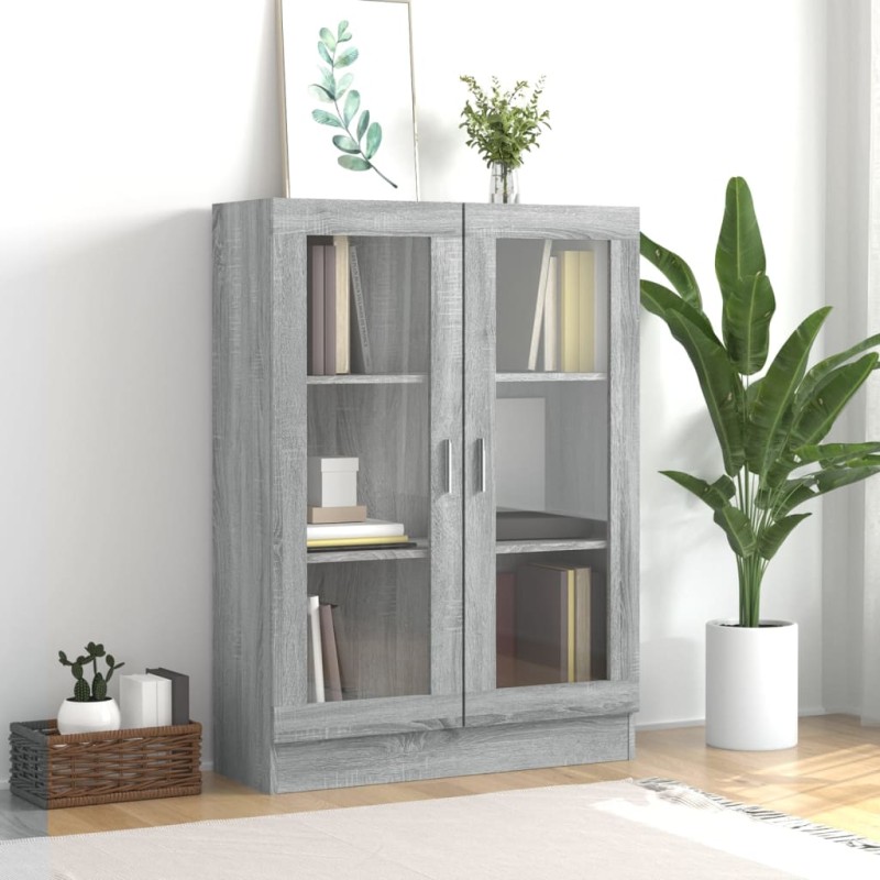 vidaXL Vitrina madera contrachapada gris Sonoma 82,5x30,5x115 cm vidaXL Vitrina madera contrachapada gris Sonoma 82,5x30,5x115 cm