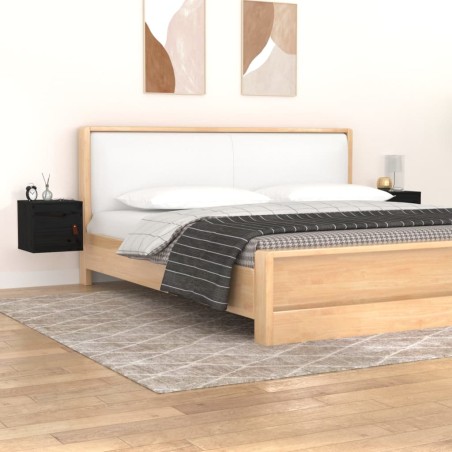 vidaXL Armarios de pared 2 uds madera maciza pino negro 31,5x30x30 cm