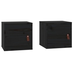 vidaXL Armarios de pared 2 uds madera maciza pino negro 31,5x30x30 cm