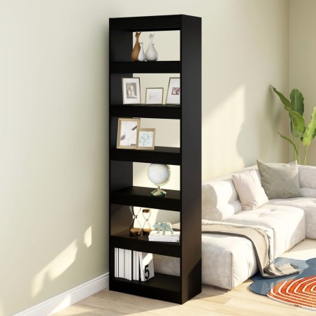 vidaXL Estantería de libros/divisor de espacios negro 60x30x198 cm