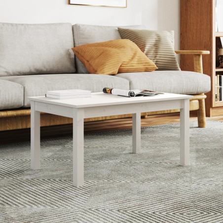vidaXL Mesa de centro de madera maciza de pino blanco 80x50x40 cm
