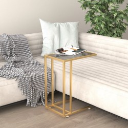 vidaXL Mesa auxiliar de ordenador vidrio transparente negro 50x35x65cm
